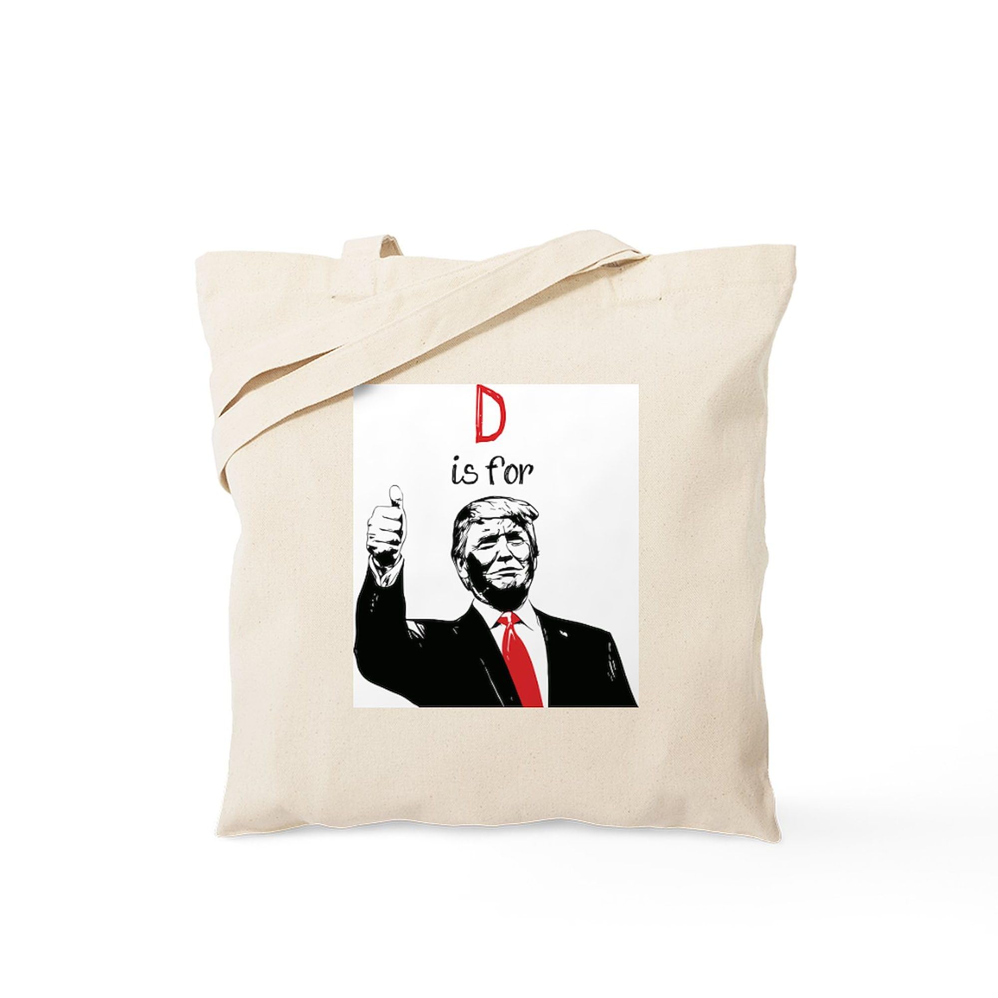 Donald Trump Tote Bag - Natural Canvas Reusable Shopping Bag with 'D Is For Donald' Print | Eco-Friendly Grocery Bag for Political Events, Campaigns & Daily Use