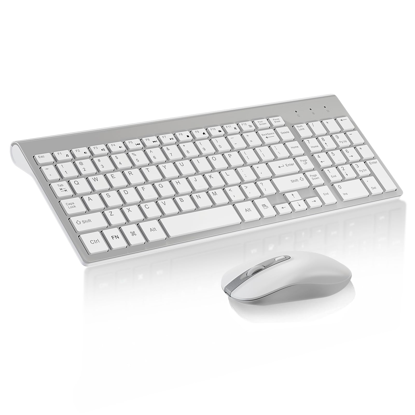 Cimetech Wireless Keyboard and Mouse Combo - 2.4G Ultra-Thin Full Size Wireless Keyboard with Mouse Set for Windows PC, Laptop, Desktop Computer - Silver | Perfect for Home Office, Gaming & Productivity