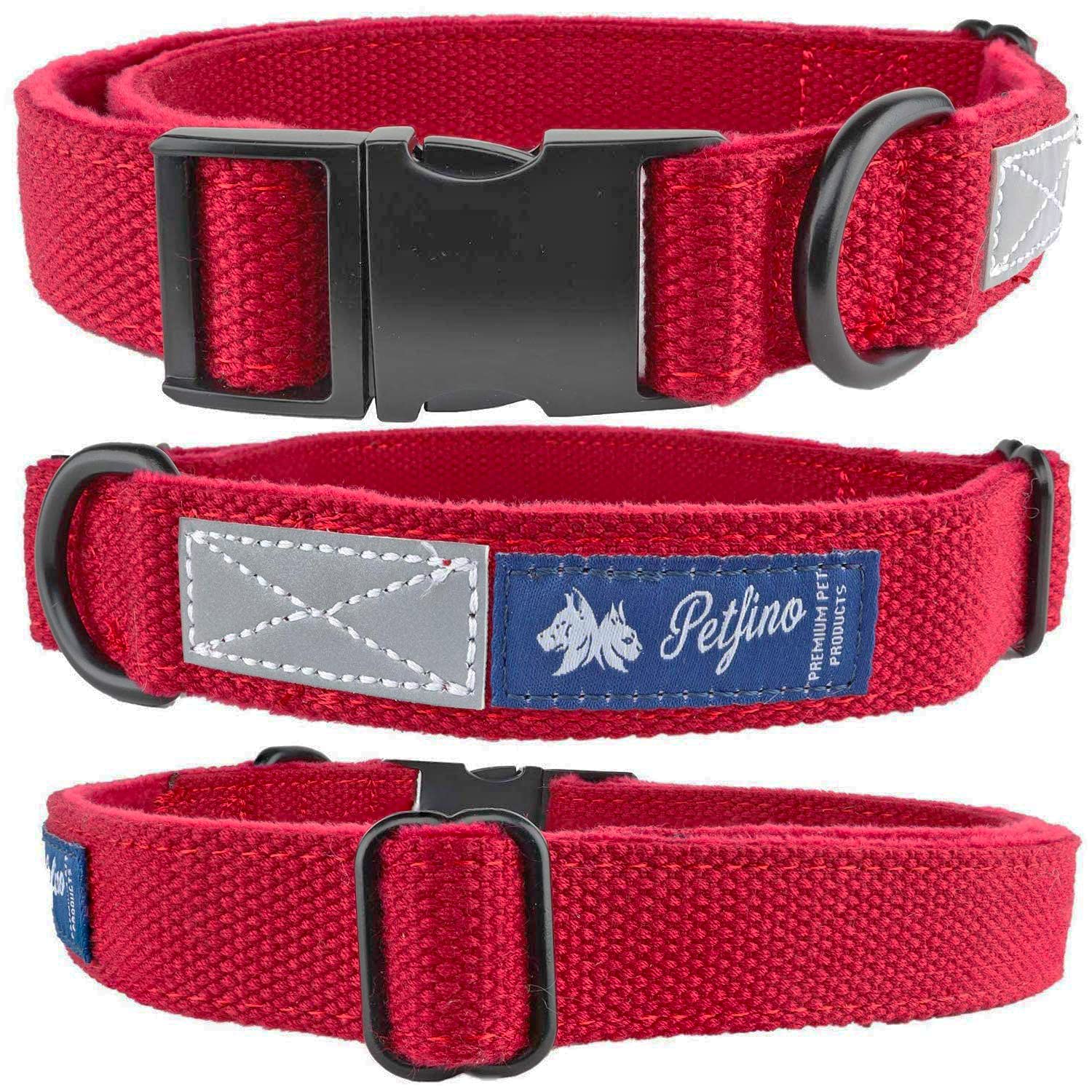 Premium Natural Hemp Dog Collar with Metal Buckle - Soft Fleece Lined Comfort for Small, Medium & Large Dogs - Durable & Stylish Pet Accessory (Red) - Perfect for Daily Walks, Training & Outdoor Adventures