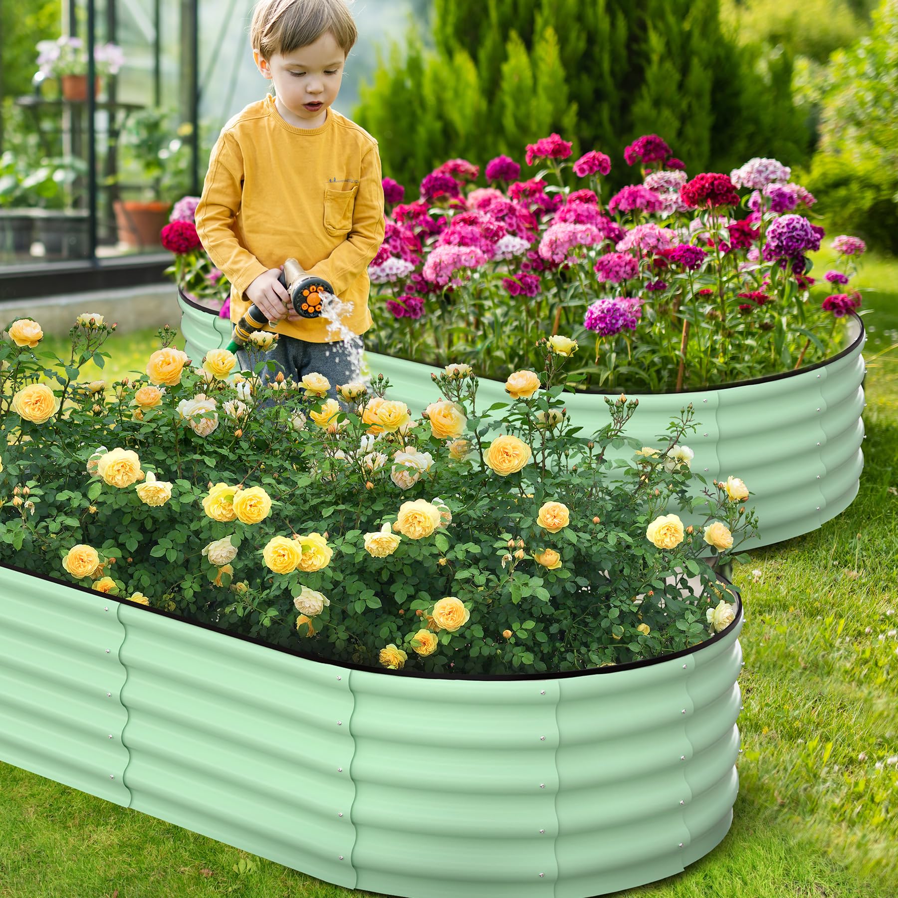 GARVEE 2 Pack 6'x3'x1.5' Oval Galvanized Steel Raised Garden Beds - Open Base Metal Planter Boxes for Vegetables, Flowers & Herbs - Easy Tool-Free Assembly - Large Outdoor Gardening Containers for Backyard, Patio & Urban Farming