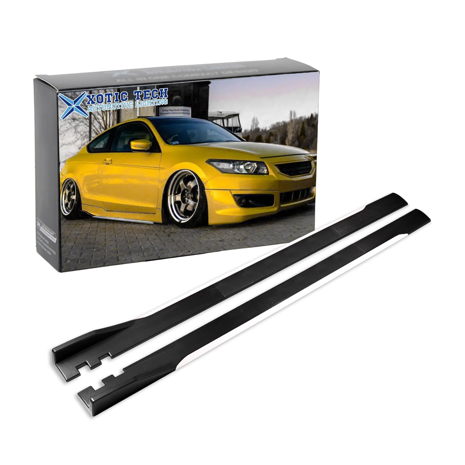 Xotic Tech Universal Car Side Skirts - Rocker Panel Protector with Splitter Winglets & Diffuser Bottom Line Extension Body Kit | Perfect for Street Racing, Car Shows & Daily Driving Protection