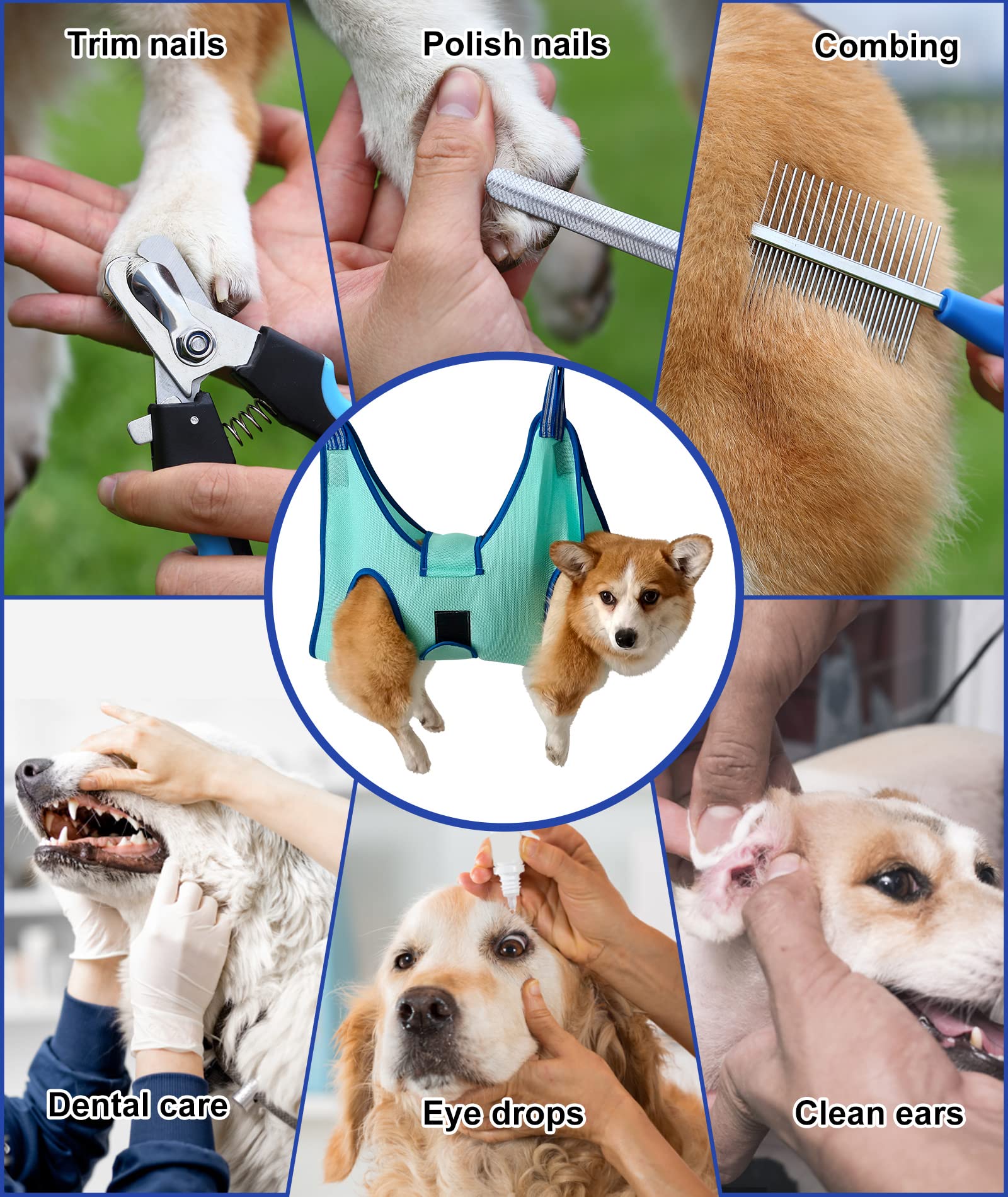 Dog Grooming Hammock for Small Dogs - Adjustable Hanging Harness for Nail Trimming & Pet Grooming - Secure Restraint Sling with Wide Strap - Perfect for Bathing, Nail Clipping & Vet Visits