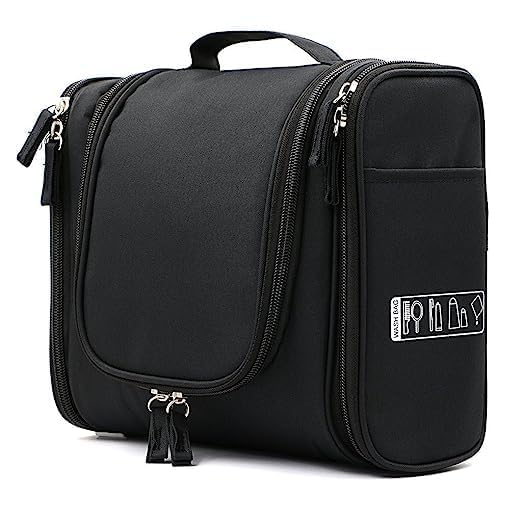 SHREE BALAJI PUMPS Waterproof Toiletry Bag for Women - Travel Makeup Pouch, Shower Wash Bag & Cosmetic Organizer with Hook (Black, 23 x 11 x 21 cm) - Perfect for Travel, Gym & Daily Use