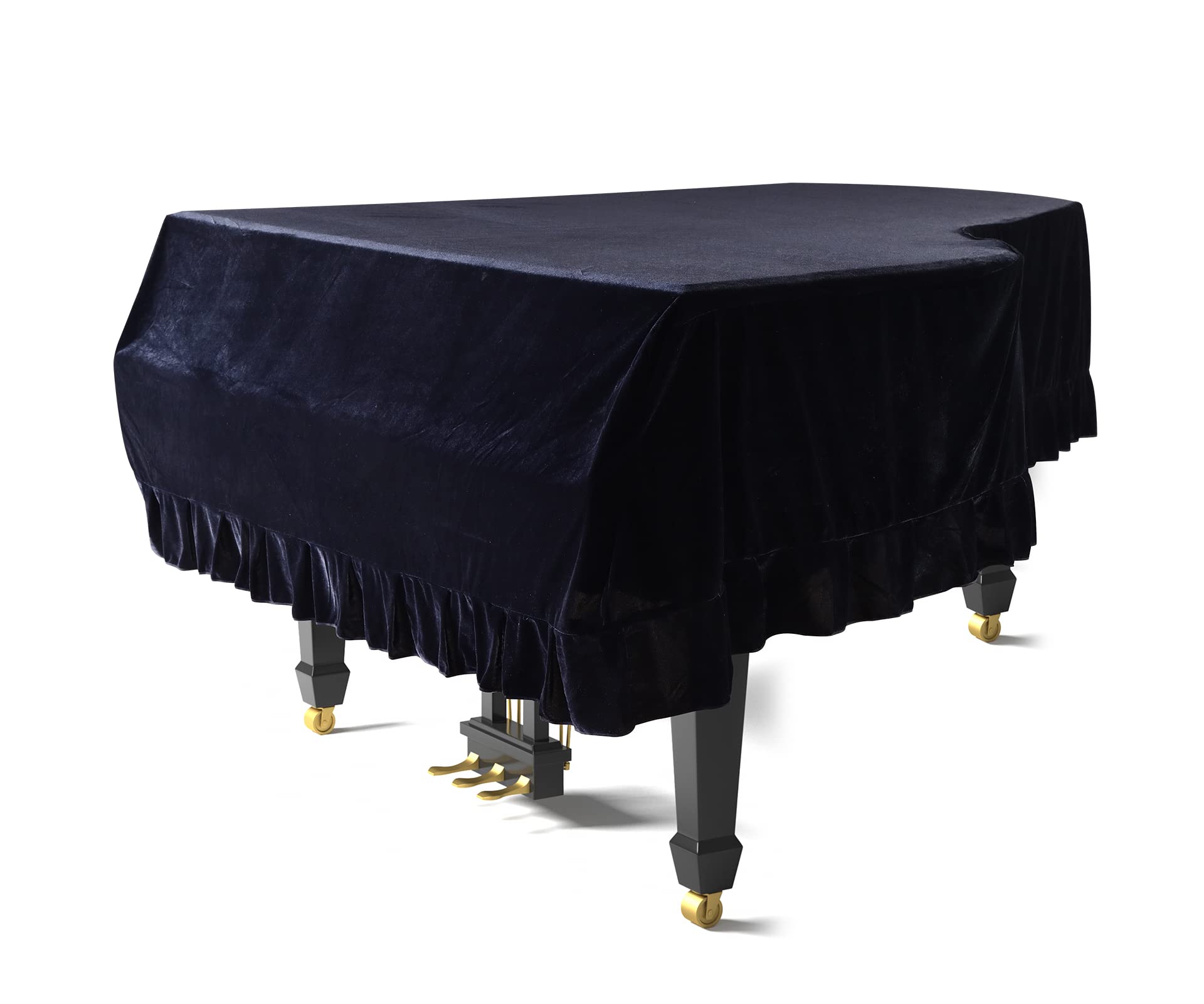 Monkeysell Velvet Grand Piano Cover - Dustproof Baby Grand Piano Protector, Soft Bordered Decorative Cloth with Triangle Design - Perfect for Home, Studio & Stage Protection (Black)