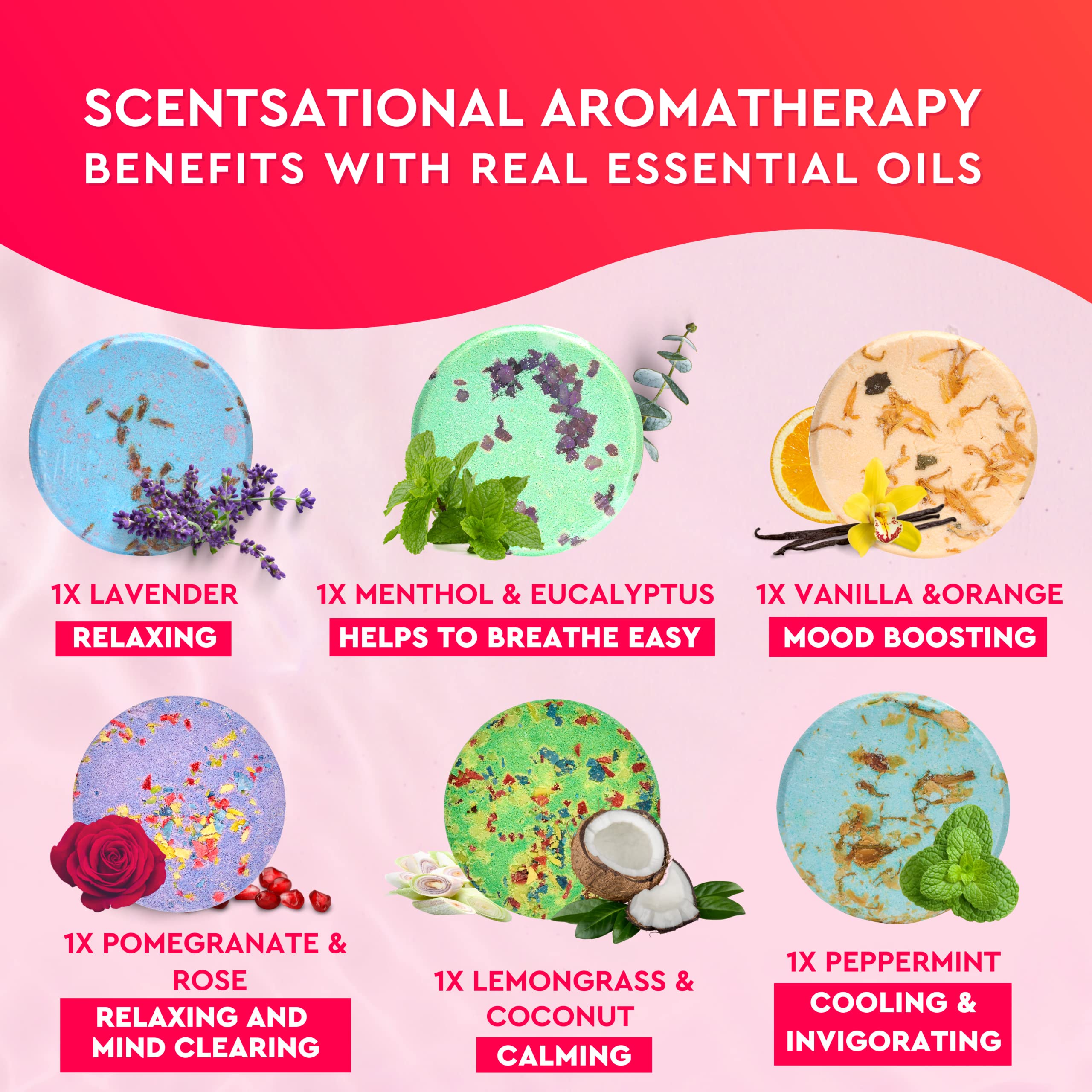 Cleverfy Aromatherapy Shower Steamers - 6 Pack Relaxing Shower Bombs with Essential Oils for Stress Relief & Spa Experience | Perfect for Self-Care, Gift Giving & Bathroom Relaxation
