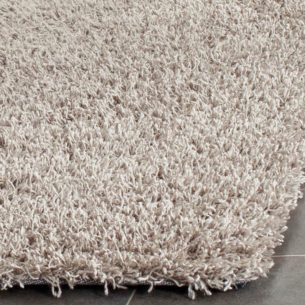 Luxury Shag Silver Area Rug 7' x 7' Square - Soft Plush Living Room Carpet for Bedroom, Dorm & Cozy Home Decor