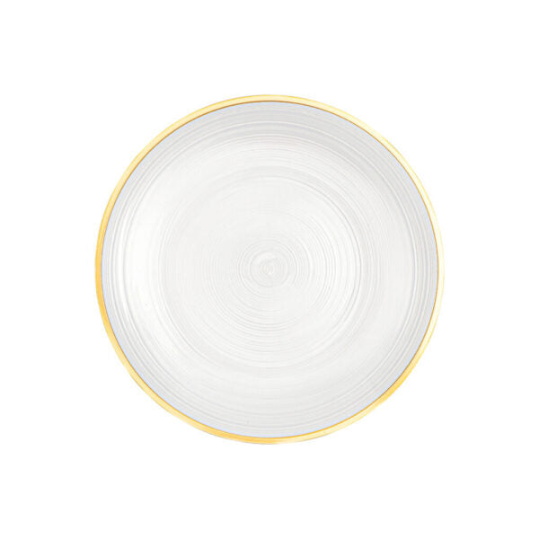 32-Piece Pearl & Gold Round Plastic Dinnerware Set for 16 Guests - Elegant Crystal Design - Perfect for Weddings, Parties, and Formal Events