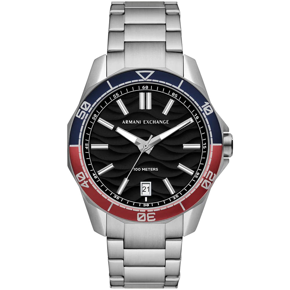 Armani Exchange AX1955 Men's Watch - Black Dial, Silver Stainless Steel Strap | Stylish Accessory for Business, Casual & Formal Occasions