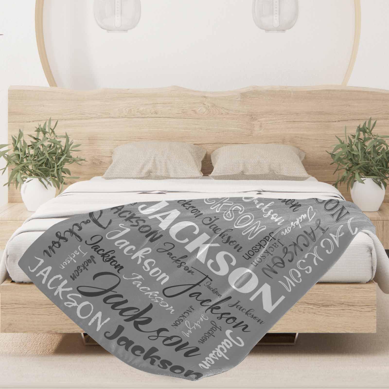 MyPupSocks Personalized Baby Blanket - Custom Name Blanket for Kids, Teens & Adults - Gray Throw Blanket for Birthday, Christmas Gifts - Perfect for Family, Friends & Cozy Home Decor
