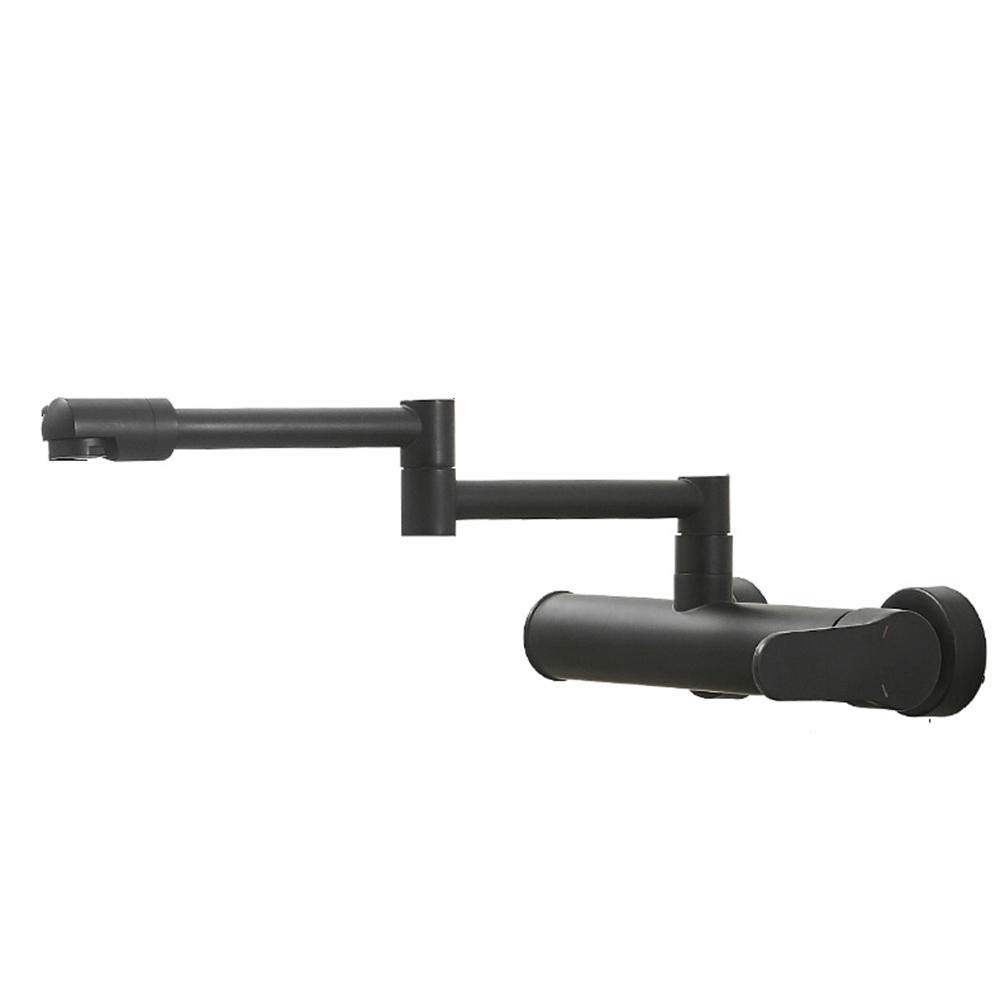 Black Retractable Rotary Folding Kitchen Faucet with Hot/Cold Water - Adjustable Spray Shower & Water Column Outlet for Modern Sinks (Ideal for Small Kitchens, RVs & Apartments)