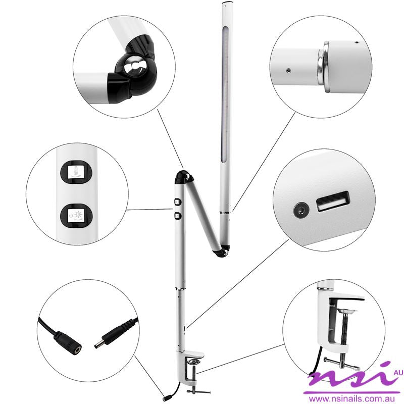 Professional Nail Desk LED Lamp - 360 Degree Adjustable UV/LED Light for Gel Polish Curing - Perfect for Home Salon, Nail Art Studio & DIY Manicures