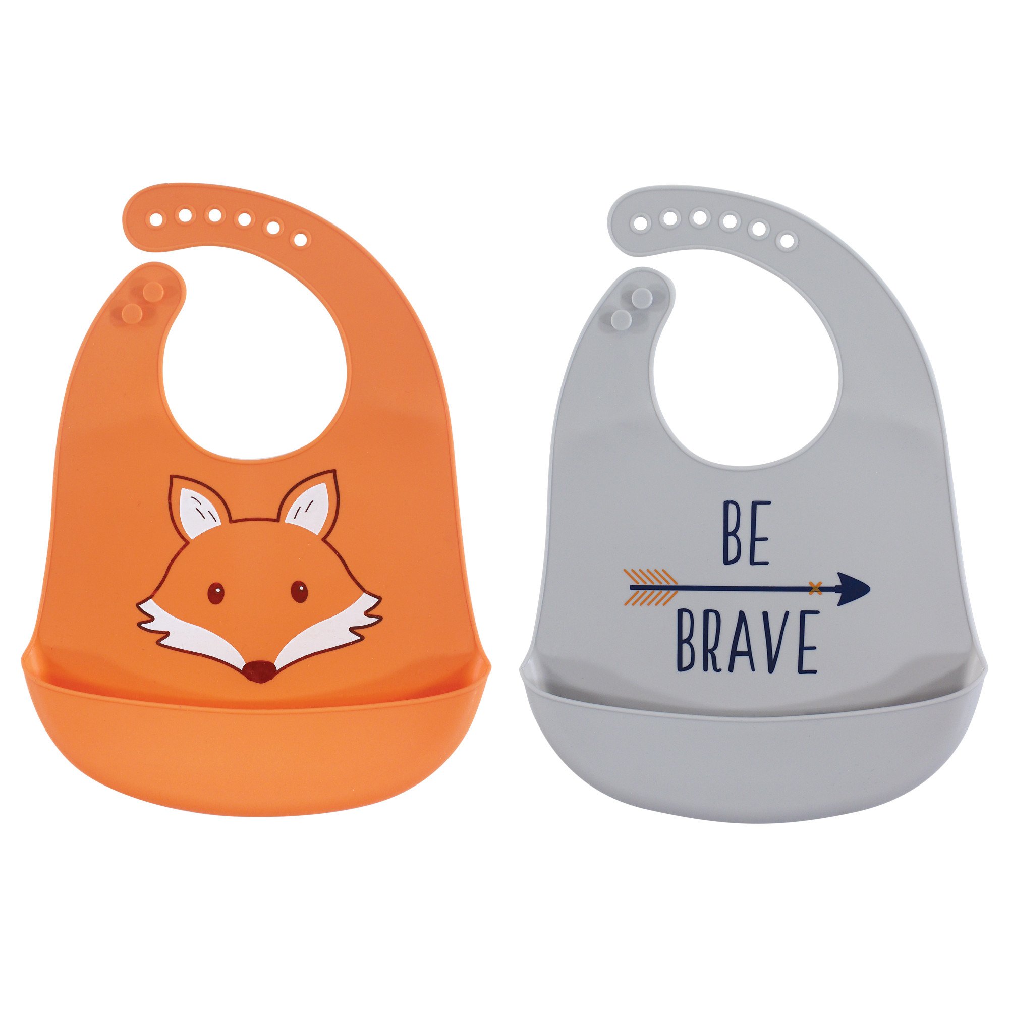 Hudson Baby Silicone Bibs for Boys & Girls - Fox Design for Mealtime