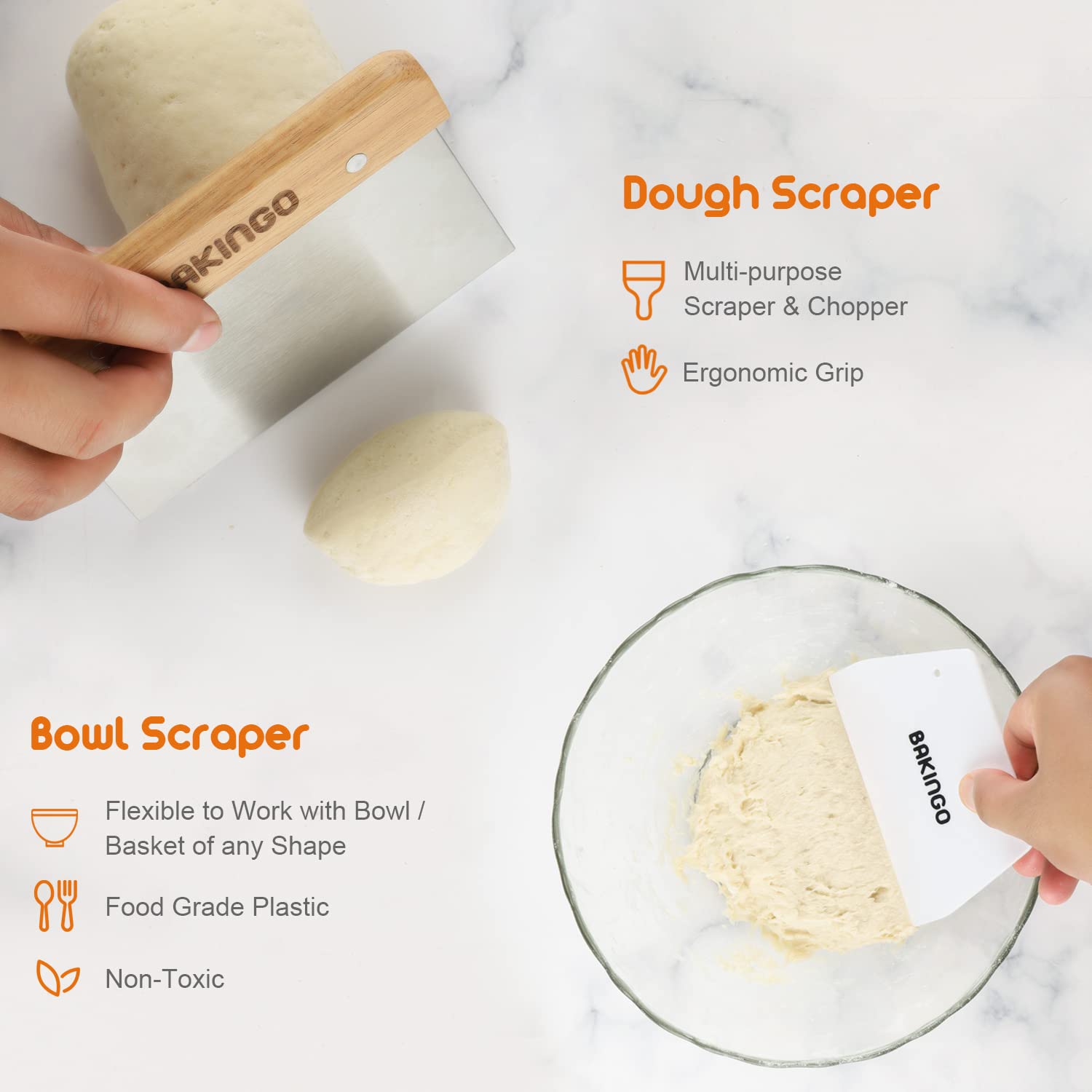 Bakingo Sourdough Bread Making Kit - 10 Inch Natural Rattan Banneton, Bread Lame, Dough Scraper, Proofing Basket, Measuring Mat & Danish Whisk | Perfect for Artisan Bread Baking, Homemade Sourdough Starter & Professional Proofing