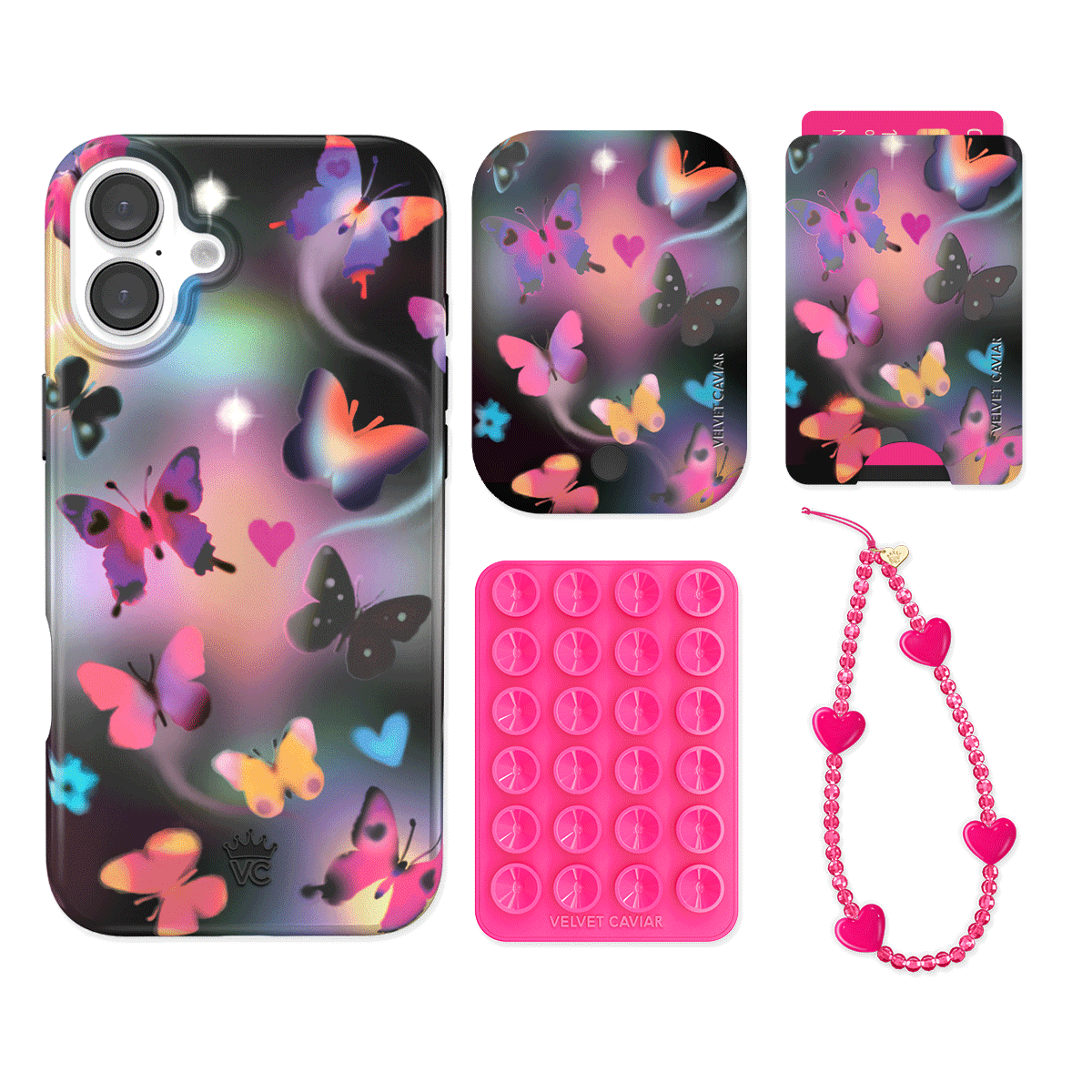 Aurora Butterfly iPhone Case with Wallet - Stylish & Functional Phone Accessory for Women - Perfect for Everyday Use, Travel, and Shopping