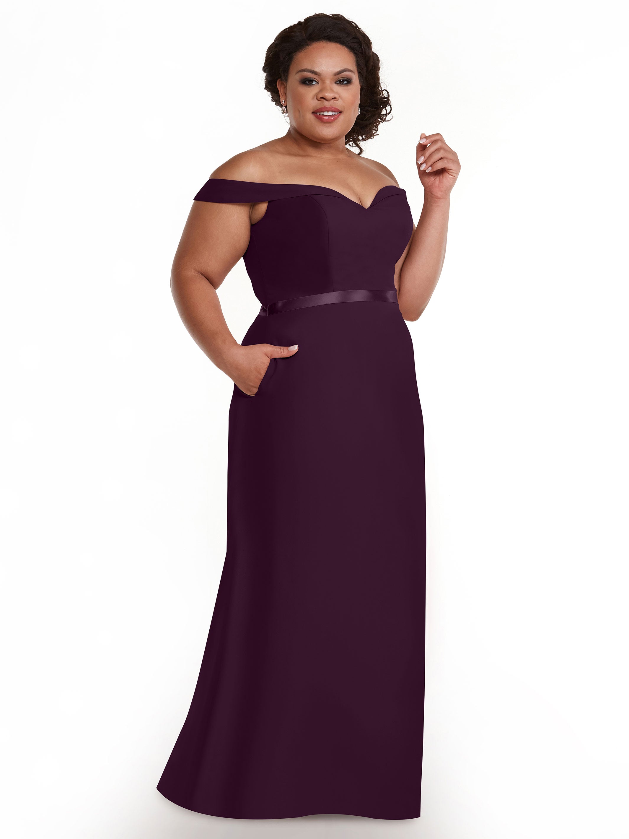 Elegant Off-The-Shoulder Chiffon A-Line Bridesmaid Dress with Sash - Perfect for Weddings, Formal Events & Special Occasions