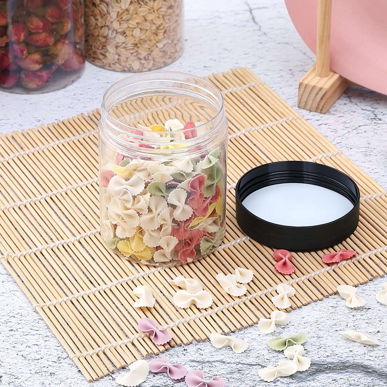 48PCS 8OZ Plastic Jars with Screw-On Lids - Refillable Empty Round Containers for Slime, Cosmetics, Dry Food, Honey Jam, Cream & Lotion - Includes Pen & Labels - Perfect for DIY Crafts, Storage & Organization