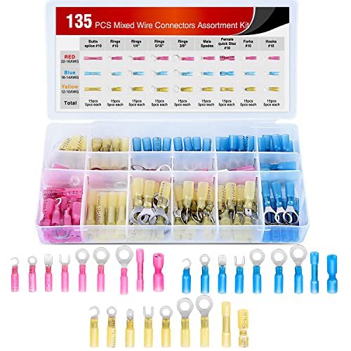 135Pcs Mixed Heat Shrink Terminals