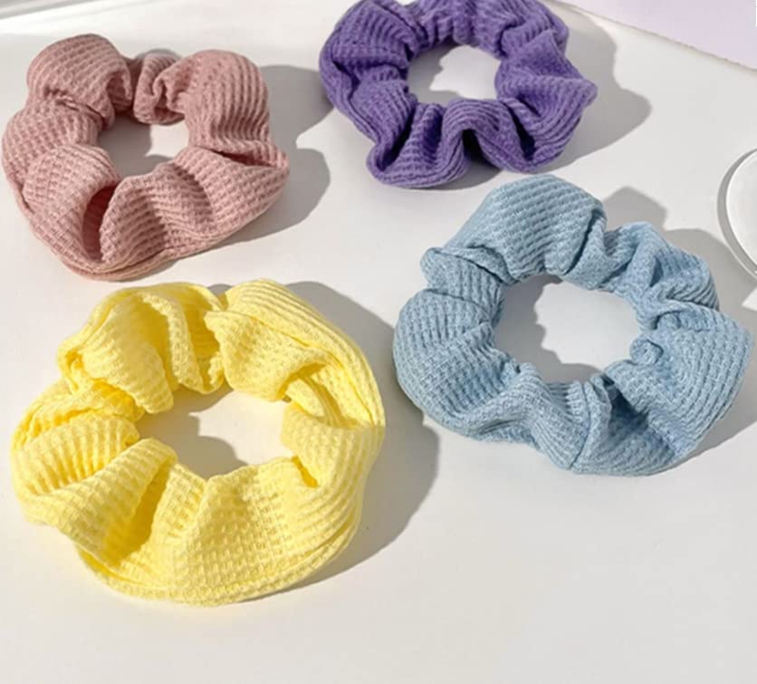 4 Pcs Premium Satin Elastic Hair Scrunchies - Soft Ponytail Holders & Hair Ties for Women & Girls - Perfect for Workouts, Office & Everyday Styling