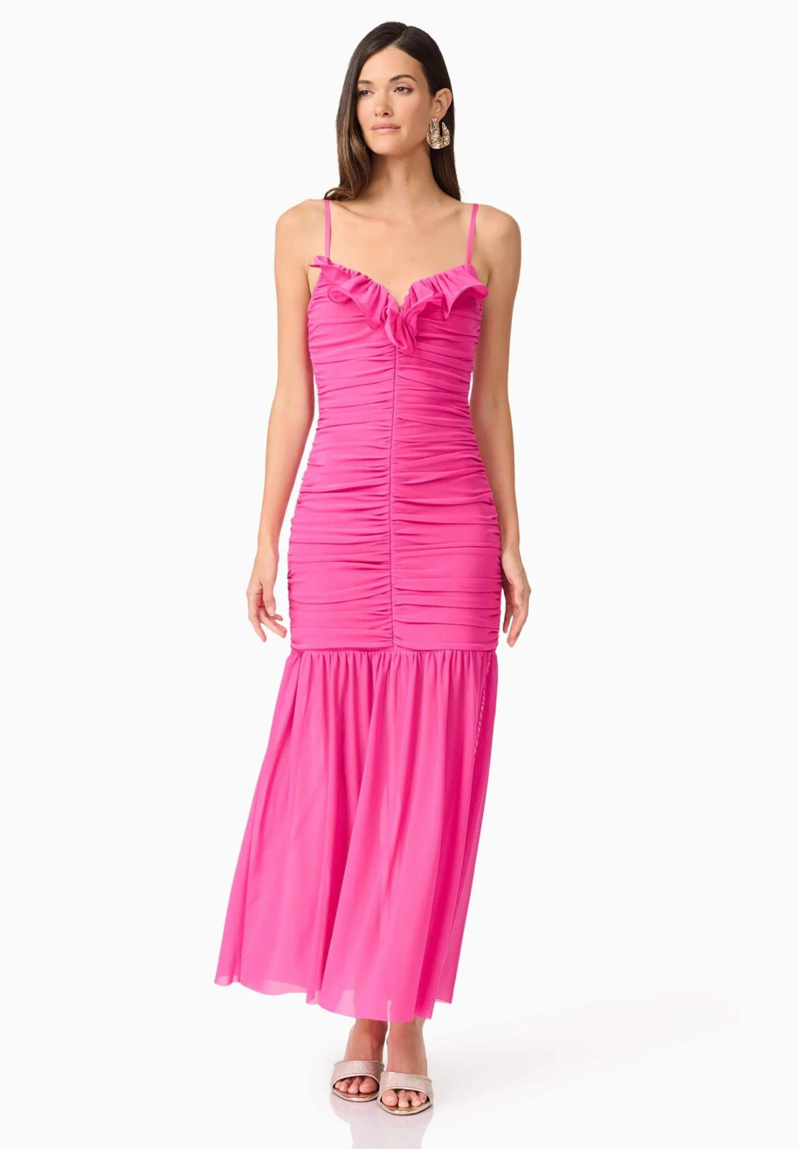 Celina Sweetheart Maxi Dress for Women - Floral Print Summer Beach Dress with Ruffles & Split Design - Perfect for Weddings, Vacations & Date Nights