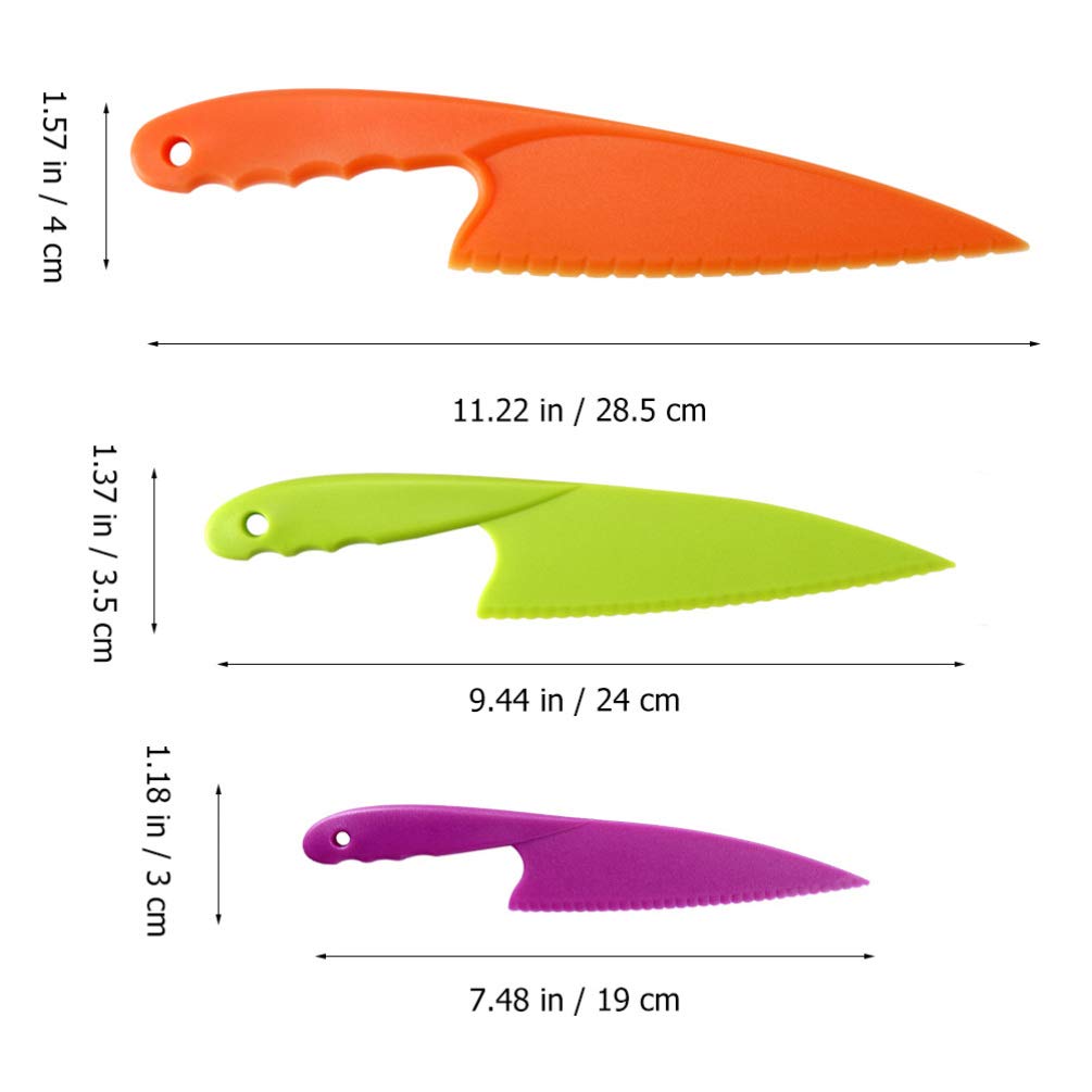 ULTECHNOVO 3-Piece Plastic Fruit Cutting Tool Set - Safe Kitchen Knives for Kids, Cake Decorating Supplies & Food Prep Accessories - Perfect for Birthday Parties, Baking, and Fruit Platters