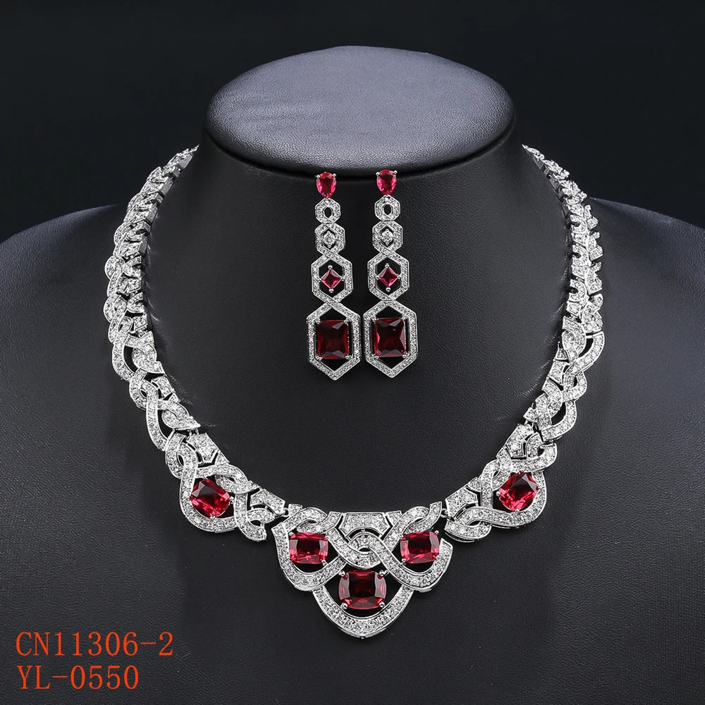 Luxury Cubic Zirconia Bridal Wedding Jewelry Set - Elegant Necklace & Earrings for Women - Perfect for Weddings, Parties & Special Occasions - CN11306