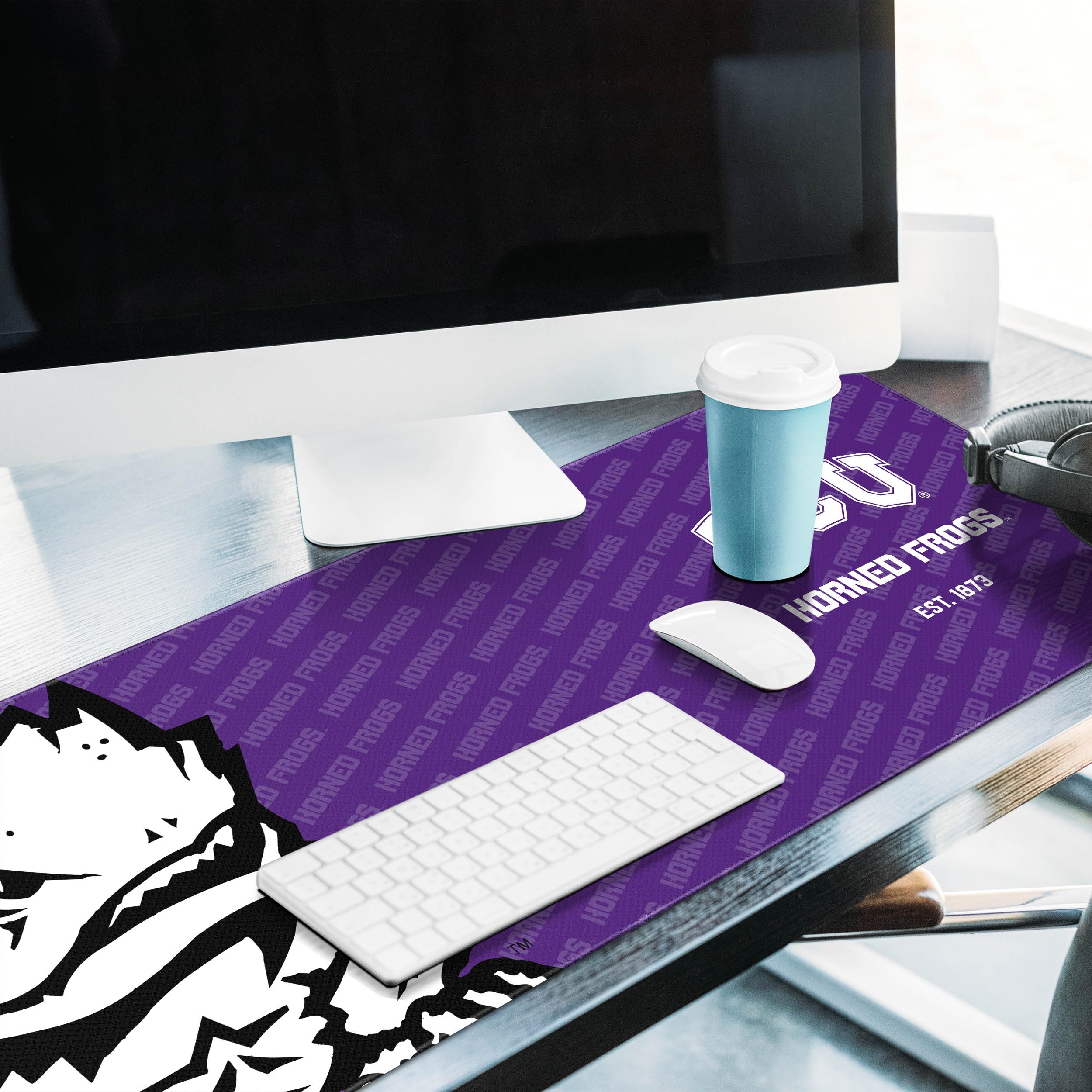 YouTheFan NCAA TCU Horned Frogs Logo Series Desk Pad - Non-Slip Mouse Pad for Gaming & Office Work - Perfect for SMU Fans & College Decor