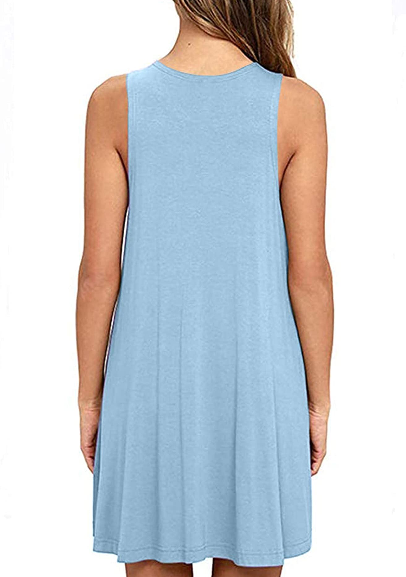 OMZIN Women's Sleeveless Swing Dress - Flared Tank Mini Dress with Pockets for Summer | Casual Beach Wear, Vacation Outfit, Party Dress