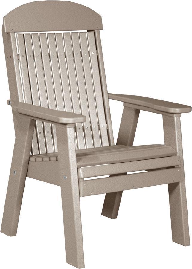 LuxCraft Weatherwood 2-Foot Classic Highback Recycled Plastic Outdoor Chair with Cup Holder - Perfect for Patio, Deck, Garden & Backyard Relaxation