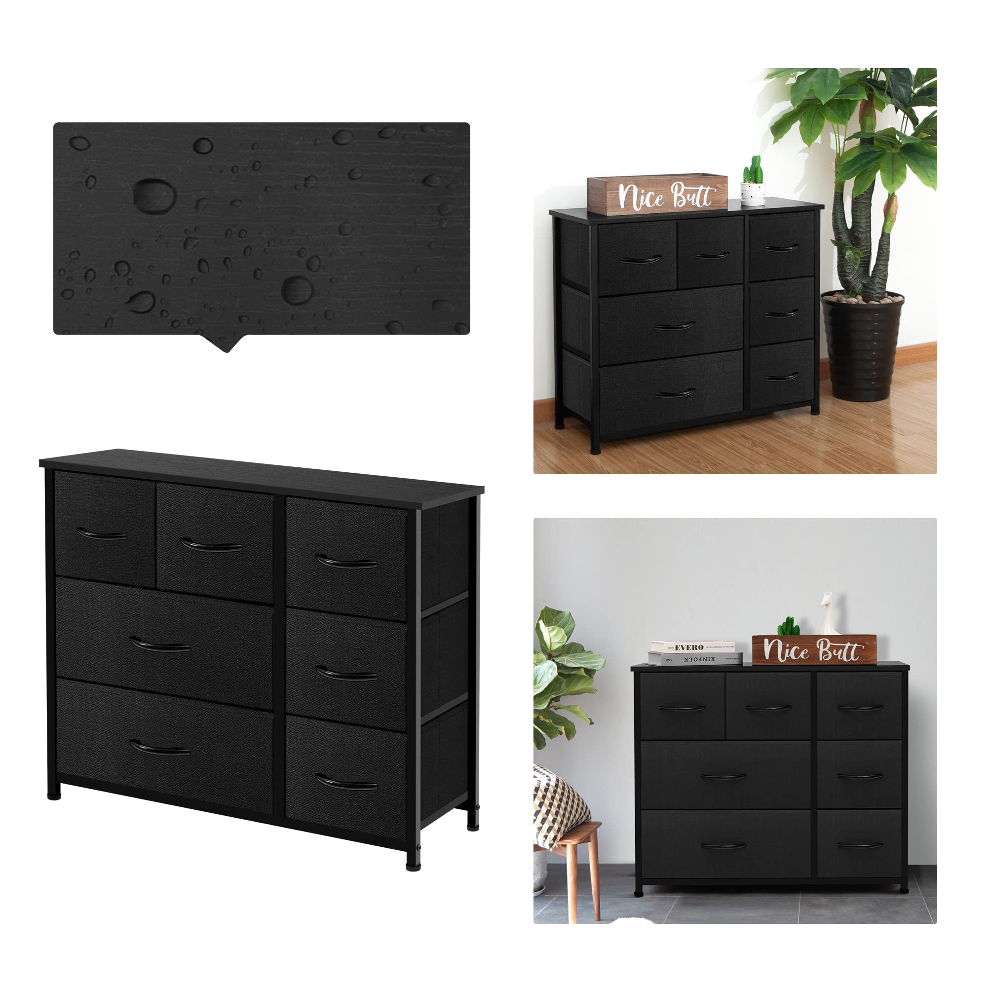 AZL1 Dresser Organizer with 7 Drawers - Large Storage Unit for Bedroom & Closet - Black