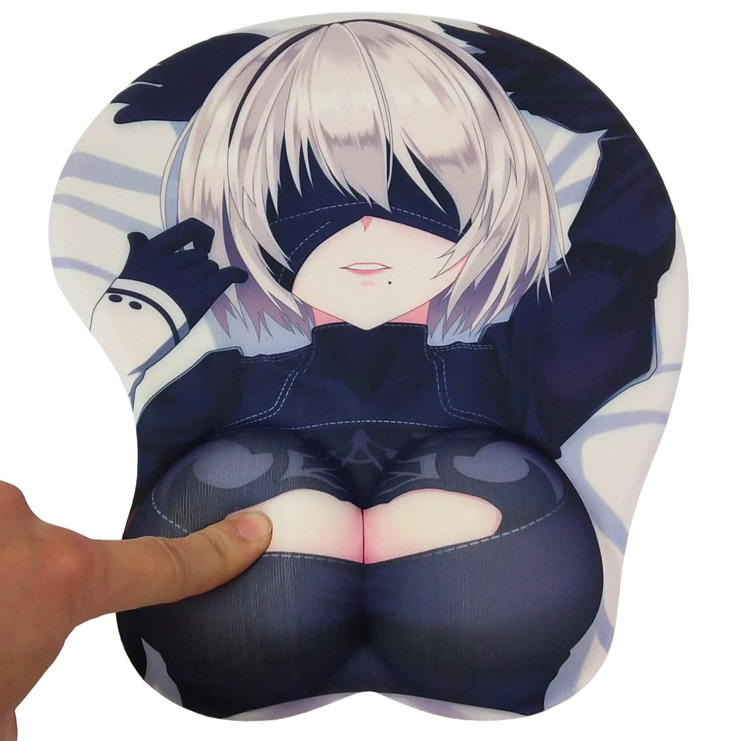 Ergonomic Gaming Mouse Pad with Gel Wrist Support - Non-Slip Anime Design Computer Mouse Mat for PC & Laptop - Perfect for Office Work, Gaming & Long Computer Sessions (Black)