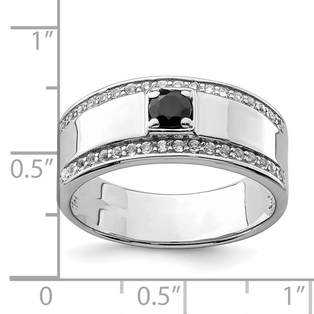 Men's 925 Sterling Silver Onyx & White Topaz Ring - Elegant Fine Jewelry for Men, Perfect Gift for Him - Ideal for Weddings, Anniversaries & Special Occasions