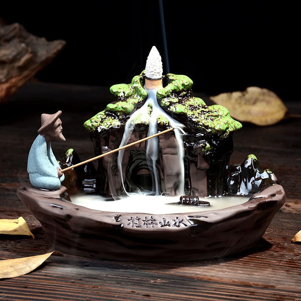 Chinese Ceramic Landscape Incense Burner - Elegant Handcrafted Censer for Aromatherapy, Meditation & Home Decor | Perfect for Yoga, Zen Spaces & Gift Giving