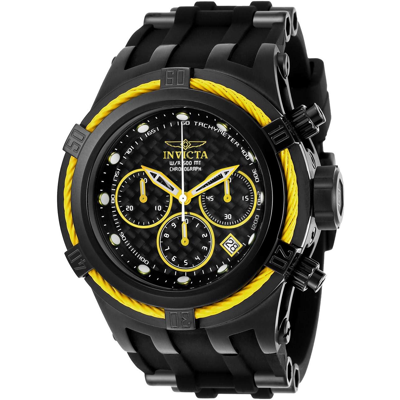 Invicta Bolt Chronograph Black Dial Men's Watch 22451 - Stylish Quartz Analog Wristwatch for Men, Water Resistant & Durable - Perfect for Business, Casual Wear & Outdoor Activities
