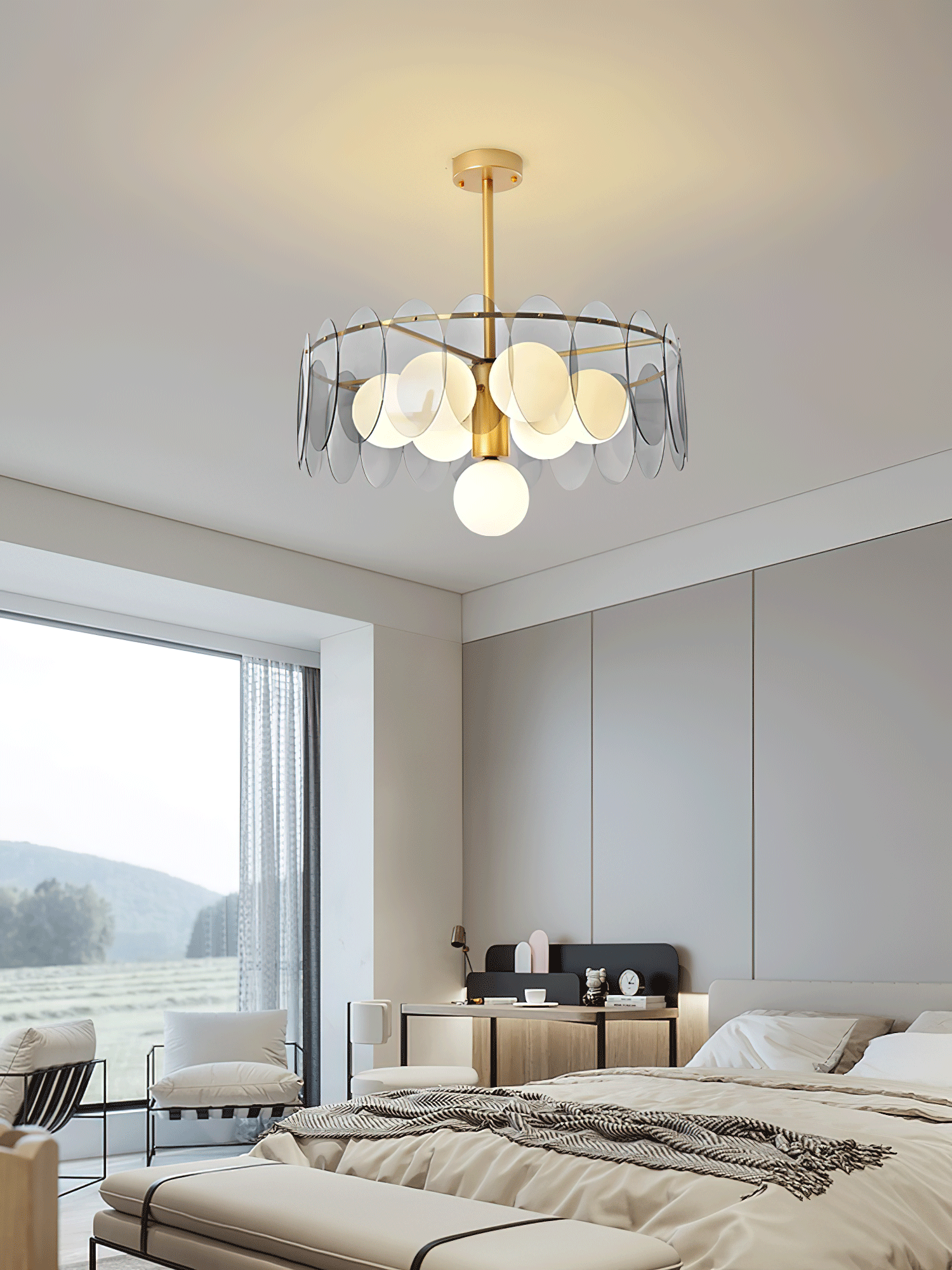 Crystal Glass Sphere Chandelier - Elegant Modern Ceiling Light Fixture for Dining Room, Living Room & Bedroom Decor