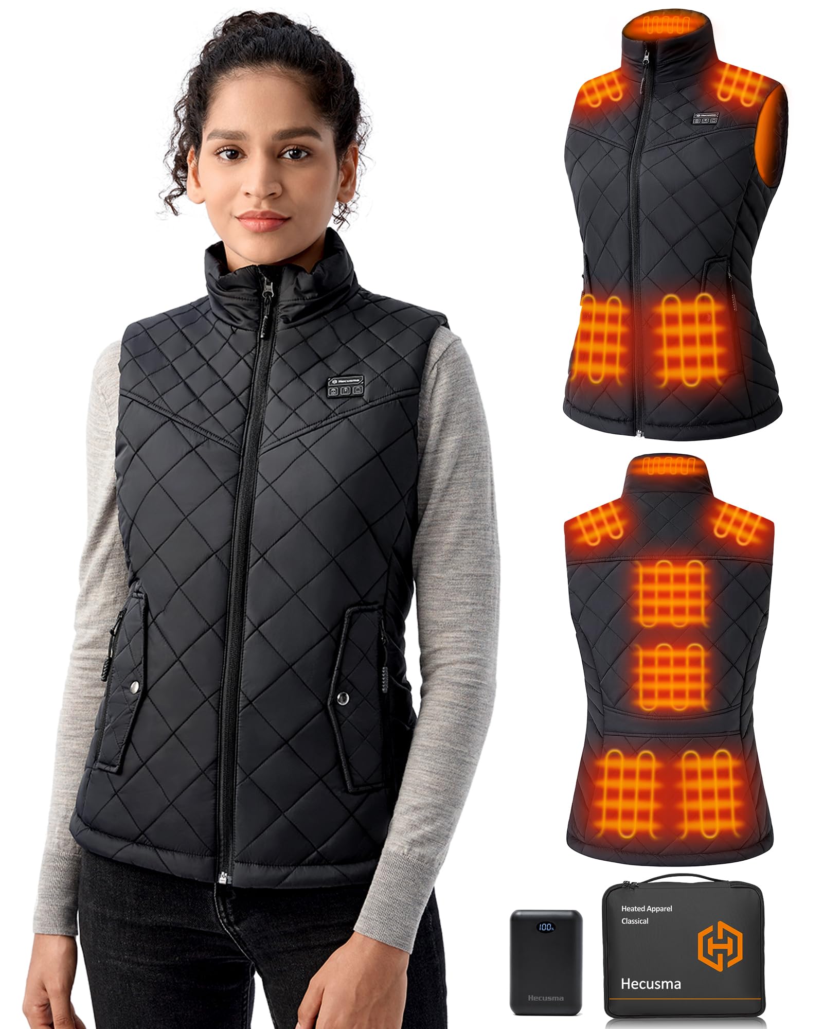 Quilted Heated Vest for Women with 16000mAh Battery Pack - 7.4V Smart Warming Winter Jacket for Outdoor Activities, Hiking & Cold Weather