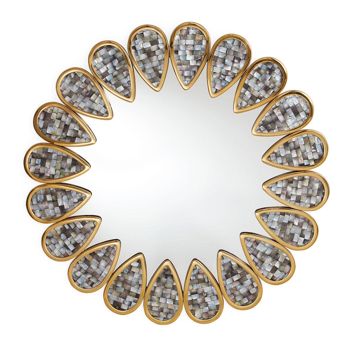 Elegant Petal Grey Mirror - Modern Round Wall Mirror for Living Room, Bedroom, and Bathroom Decor - Perfect for Home & Office Interior Design