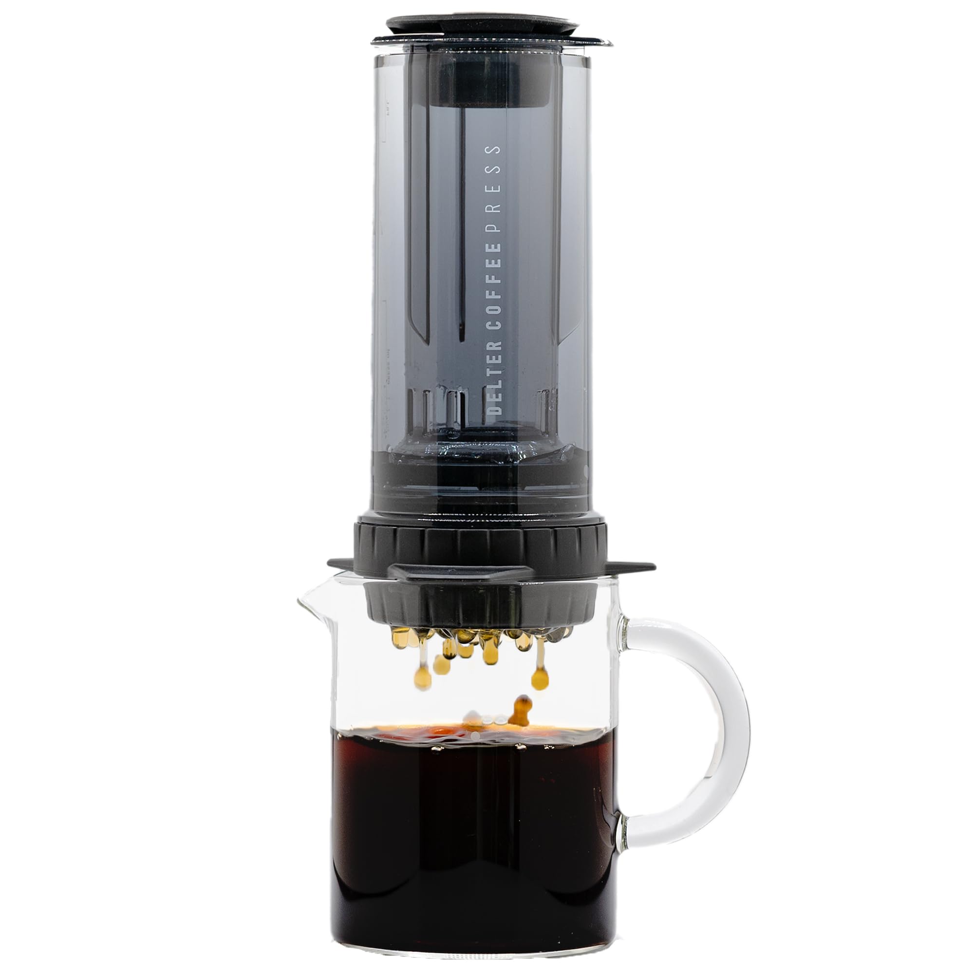 Delter Coffee Press Smoked Grey Edition - Premium French Press with Metal Filter for Rich, Smooth Coffee | Perfect for Home Brewing, Camping & Gifts