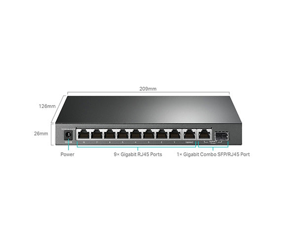 10-Port Gigabit Ethernet Switch with 8 PoE+ Ports - Smart Managed Network Switch for Home Office, Gaming, and Business Networking