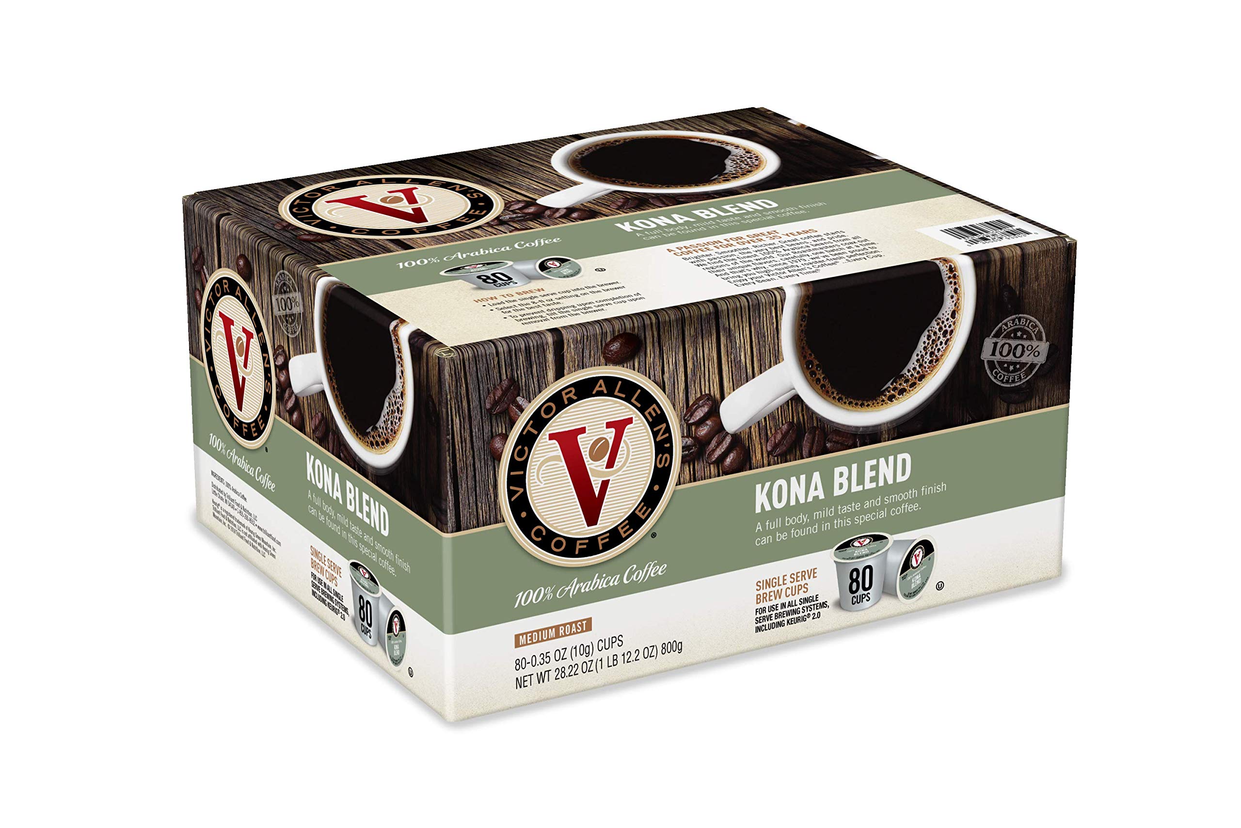 Victor Allen's Morning & Hawaiian Blend Coffee Pods for Keurig Brewers - 80 Count K-Cups | Rich Flavors for Home & Office Use | Perfect for Breakfast, Afternoon Break & Entertaining