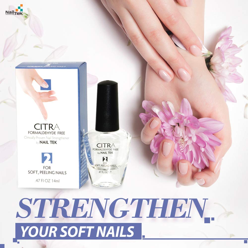 Nail Tek CITRA 2 Nail Strengthener for Soft & Peeling Nails - Daily Nail Treatment to Condition, Improve & Protect - 2 Pack - Perfect for Weak, Brittle Nails at Home or Salon Care