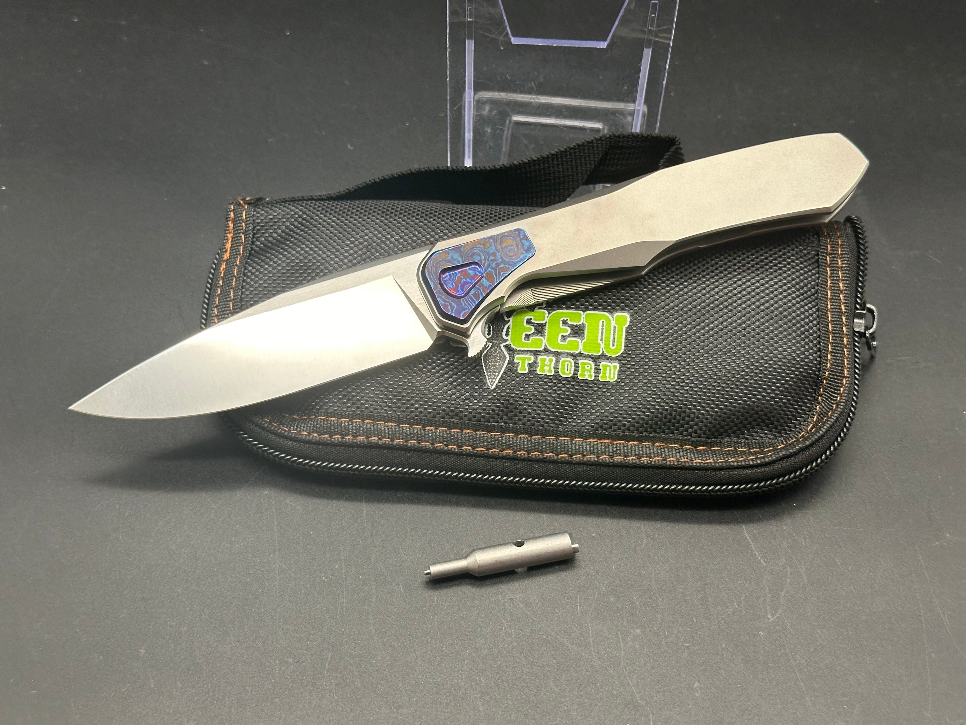 Premium Green Thorn Lochsa Folding Knife - M390 Super Steel Blade & TC4 Titanium Integral Handle for Outdoor, Camping, Hunting, and EDC Use