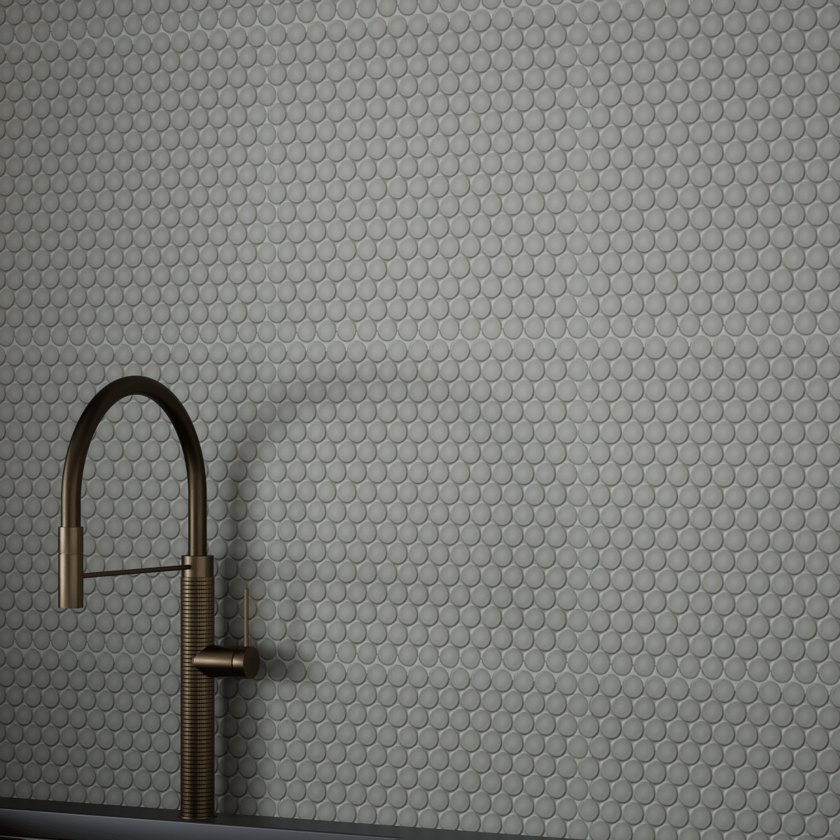 3/4 Inch Soho Cement Chic Penny Round Matte Glazed Porcelain Mosaic Tile - Perfect for Bathroom, Kitchen Backsplash, and Shower Flooring