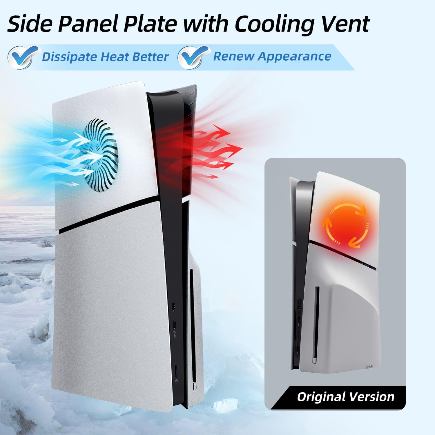 Mcbazel PS5 Slim Faceplate Replacement - Hard Side Panel Cover & Protective Ventilation Accessories for PlayStation 5 Slim Disc Edition (Not Compatible with PS5/PS5 Pro) - Perfect for Gaming Setup & Console Protection