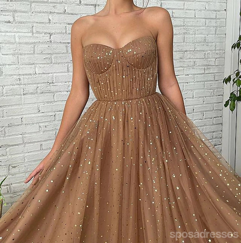 Elegant Brown A-Line Sweetheart Neckline Long Prom Dress for Women | Formal Evening Gown | Perfect for Homecoming, Wedding Guest & Special Occasions