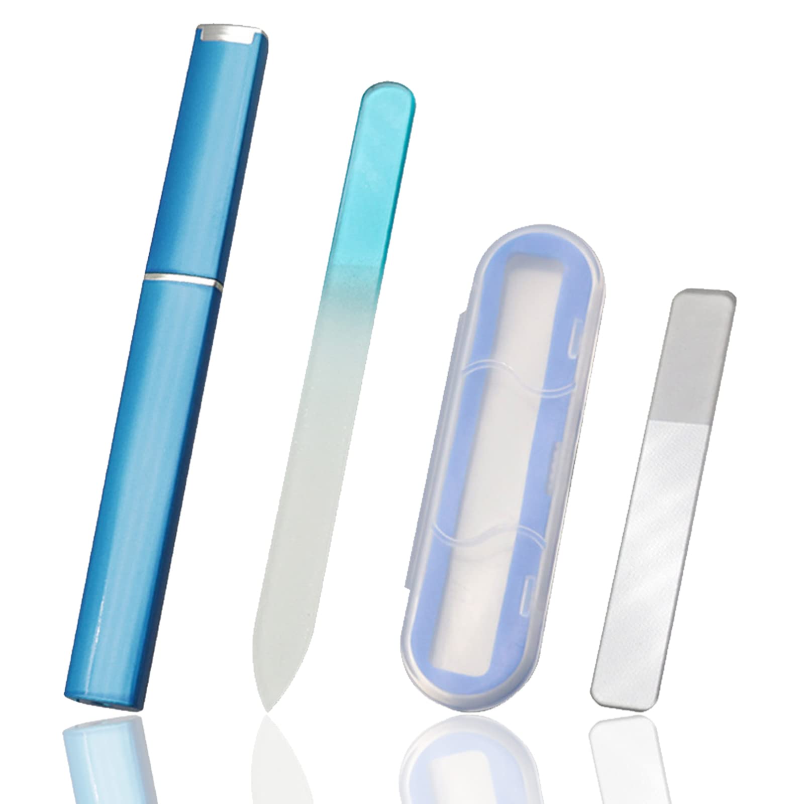 Premium Crystal Glass Nail File Set with Protective Case - Professional Manicure Tool for Stronger Nails | Perfect for Home Salon, Travel & Gift Giving