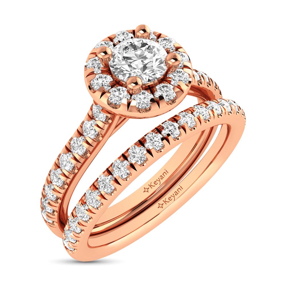 14KT White Gold 1ctw Diamond Keyani Halo Engagement Ring with Variable Cuts - Perfect for Proposals, Anniversaries & Special Occasions