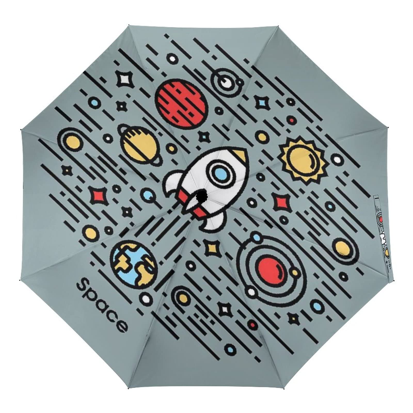 Windproof Compact Travel Umbrella with Auto Open/Close - 8 Rib Geometric Design, Waterproof & Portable for Rainy Days - Perfect for Commuting, Beach Trips and Outdoor Adventures