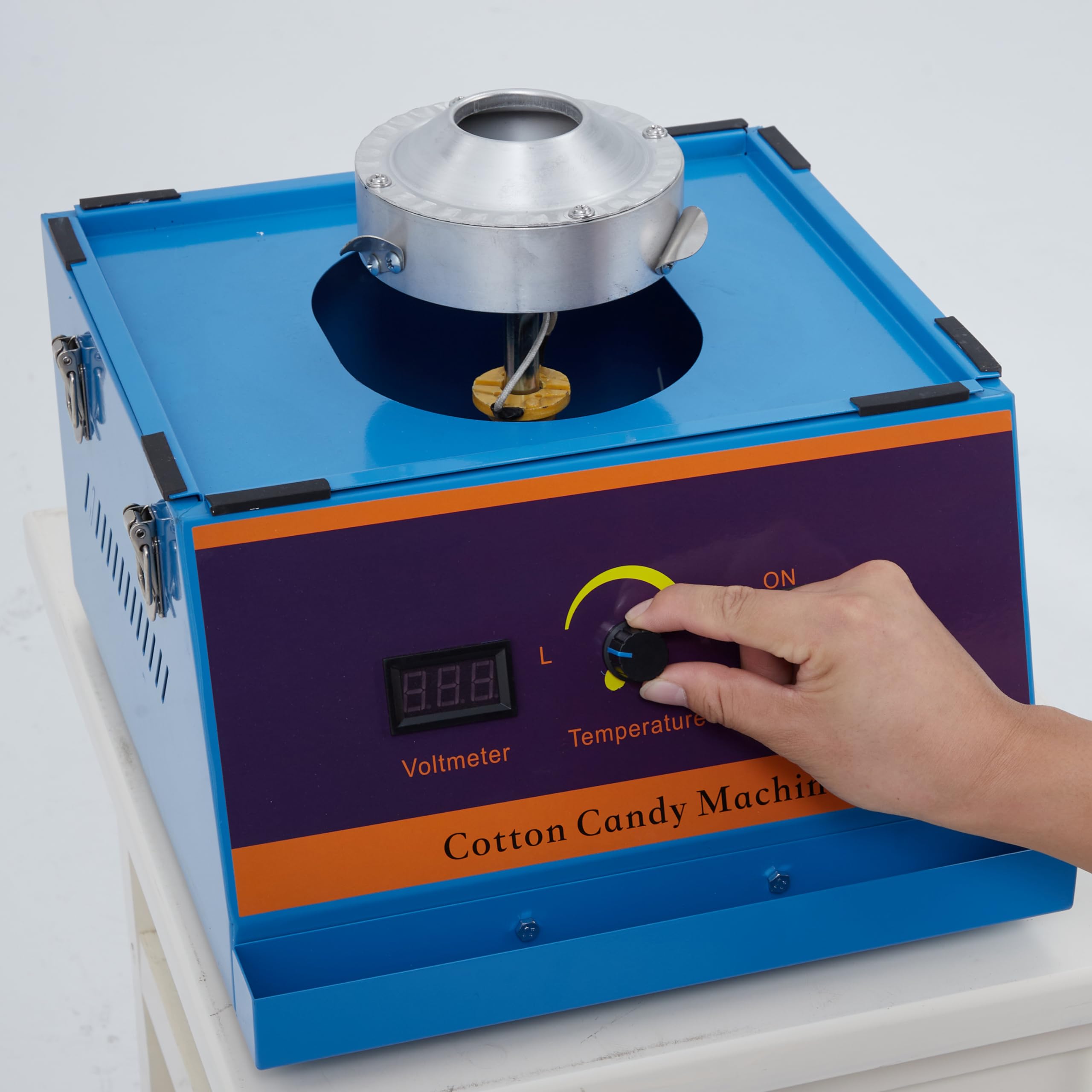 Garvee 1030W Commercial Cotton Candy Machine with Stainless Steel Bowl & Sugar Scoop - Blue Candy Floss Maker for Parties, Carnivals, and Events