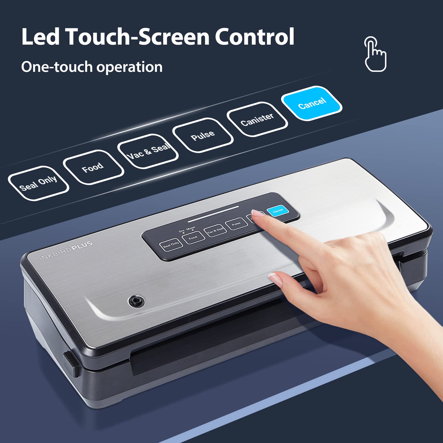 INKBIRD Automatic Vacuum Sealer Machine with Starter Kit & Seal Bags - Food Preservation System for Dry, Moist, Pulse & Canister Modes - Built-in Cutter & Roll Bag Storage - Perfect for Meal Prep, Sous Vide, Freezing & Long-Term Food Storage