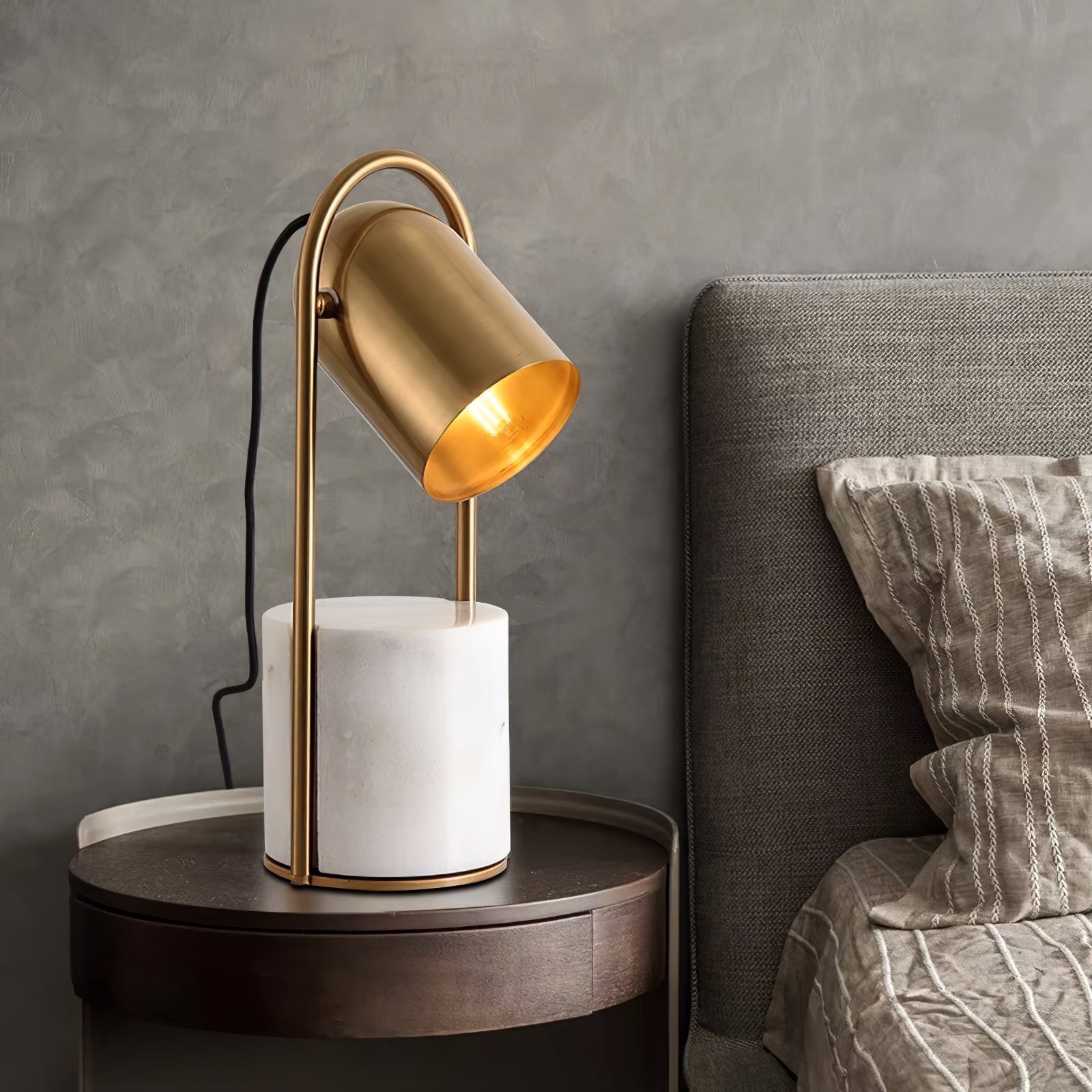 Modern Canister Table Lamp - Adjustable LED Desk Light for Home Office, Bedroom & Living Room - Stylish Nightstand Lamp with Dimmable Warm White Light for Reading & Relaxing